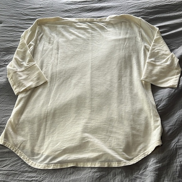 Jane + Delancey Cream Boat Neck 3/4 Length Sleeve Top with Button Detail - Picture 2 of 4